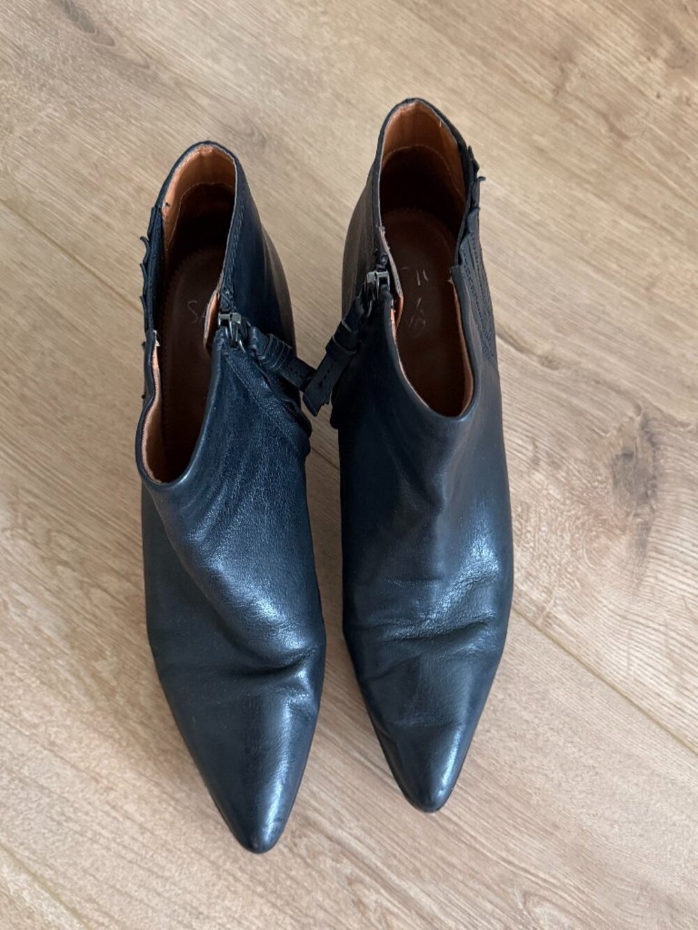 Franco Sarto Black Leather Pointy Bootie
